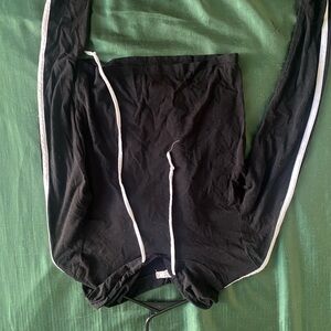 Black Long Sleeve Top with White Stripes